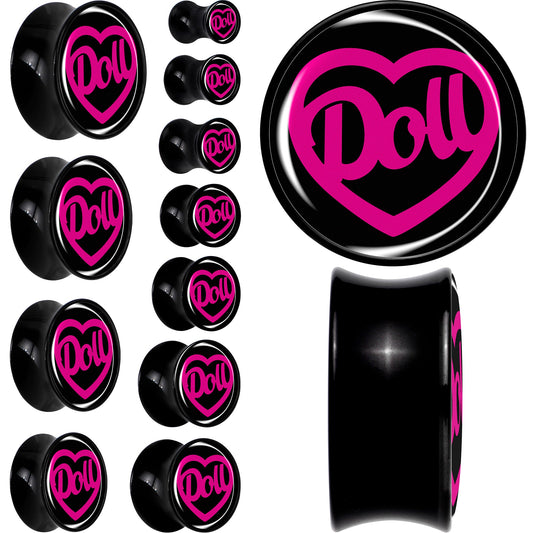 Hollow Heart Doll Word Black Acrylic Saddle Plug Set by Onyx O