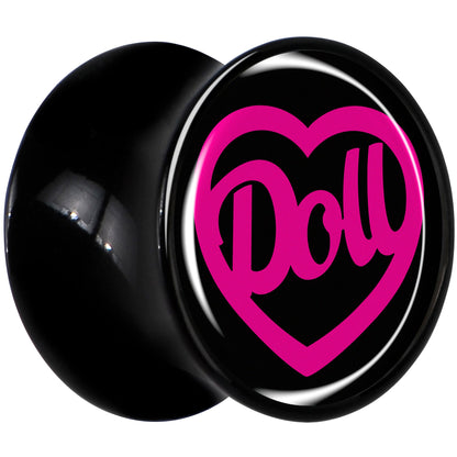Hollow Heart Doll Word Black Acrylic Saddle Plug Set by Onyx O