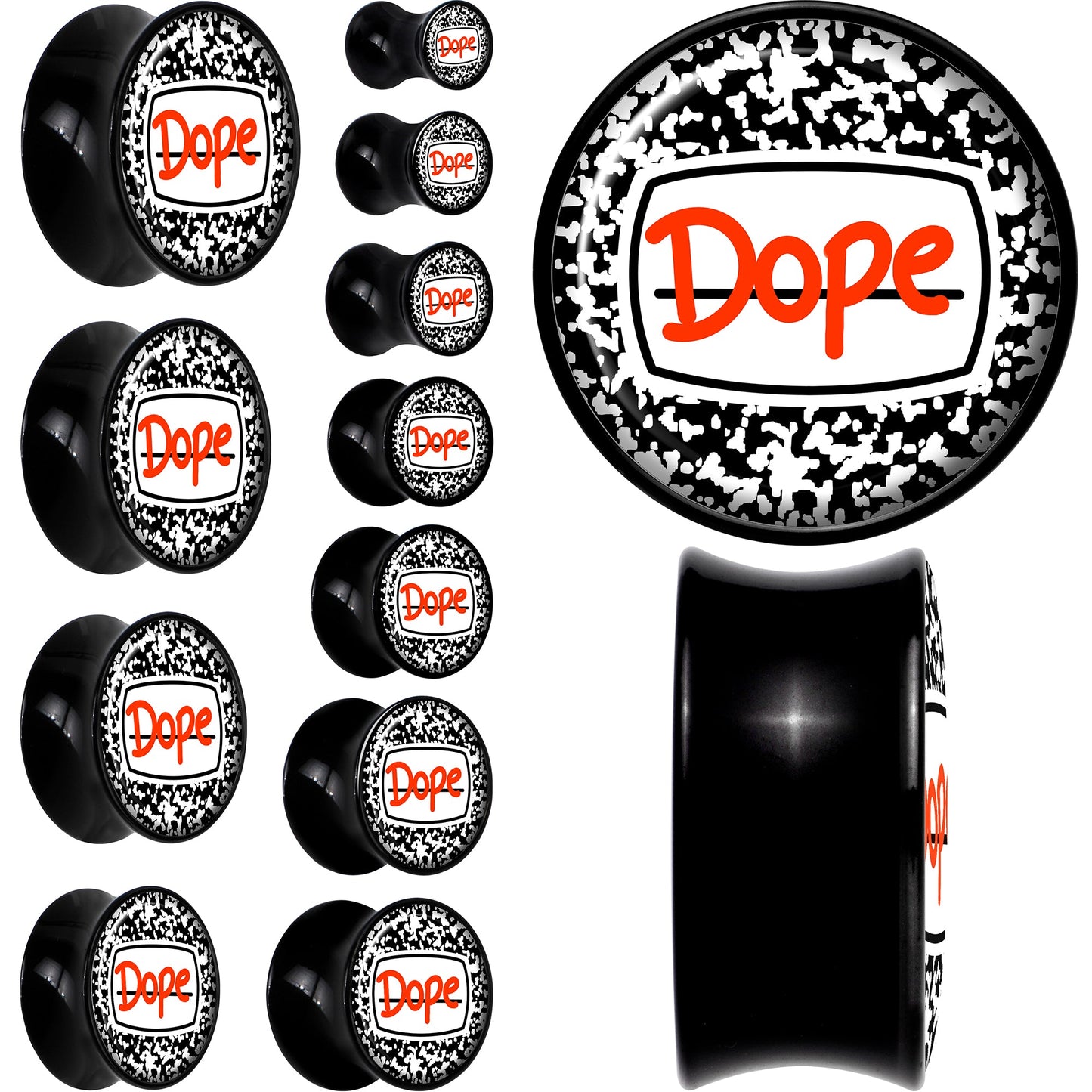 0G Dope Composition Notebook Black Acrylic Saddle Plug Set by Onyx O