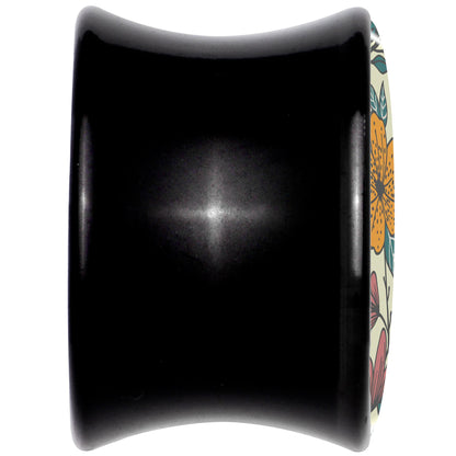 Blossom Creation Wildflower Flowers Black Acrylic Saddle Plug Set by Onyx O
