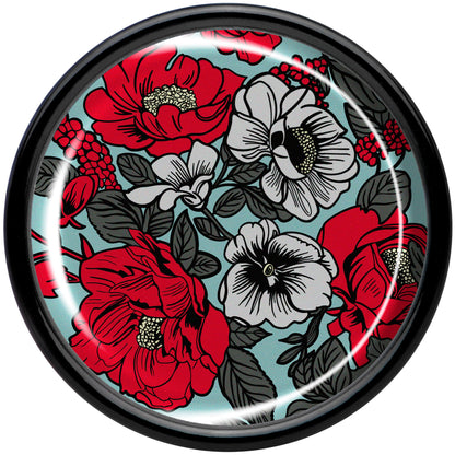 Blossom Creation Vibrant Bloom of Flowers Black Acrylic Saddle Plug Set by Onyx O