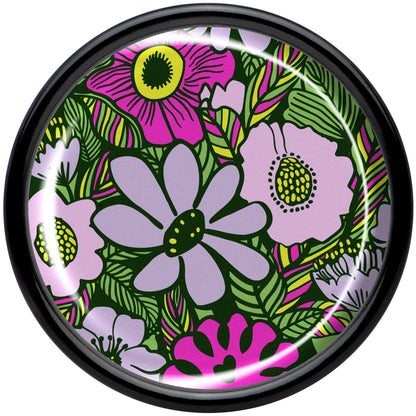 Blossom Creation Paradise of Pink Flowers Black Acrylic Saddle Plug Set by Onyx O