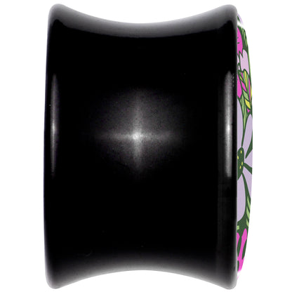 Blossom Creation Paradise of Pink Flowers Black Acrylic Saddle Plug Set by Onyx O