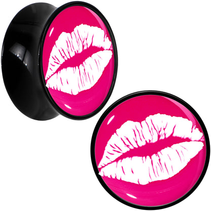 Black Acrylic Red Hot Lips Double Flare Plug Set by Onyx O