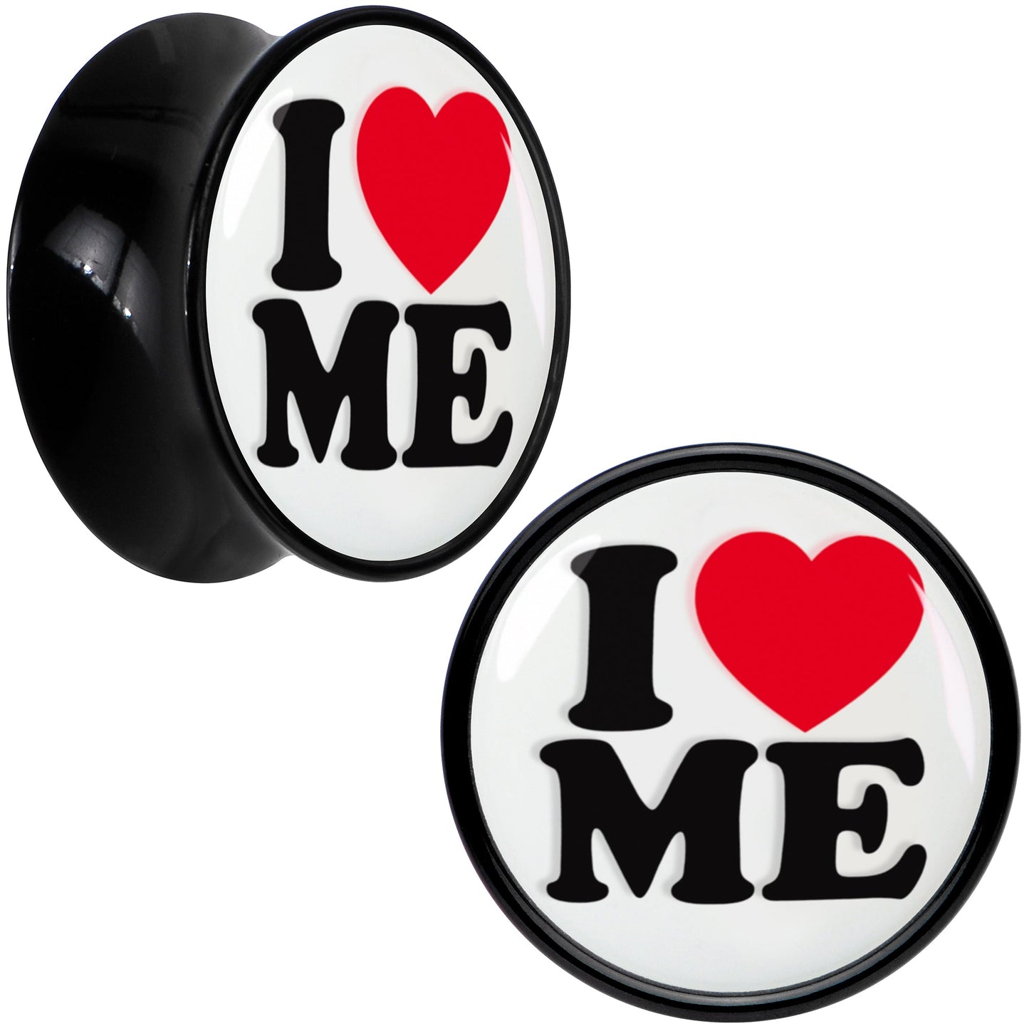 Black Acrylic I Love Me Double Flare Plug Set by Onyx O