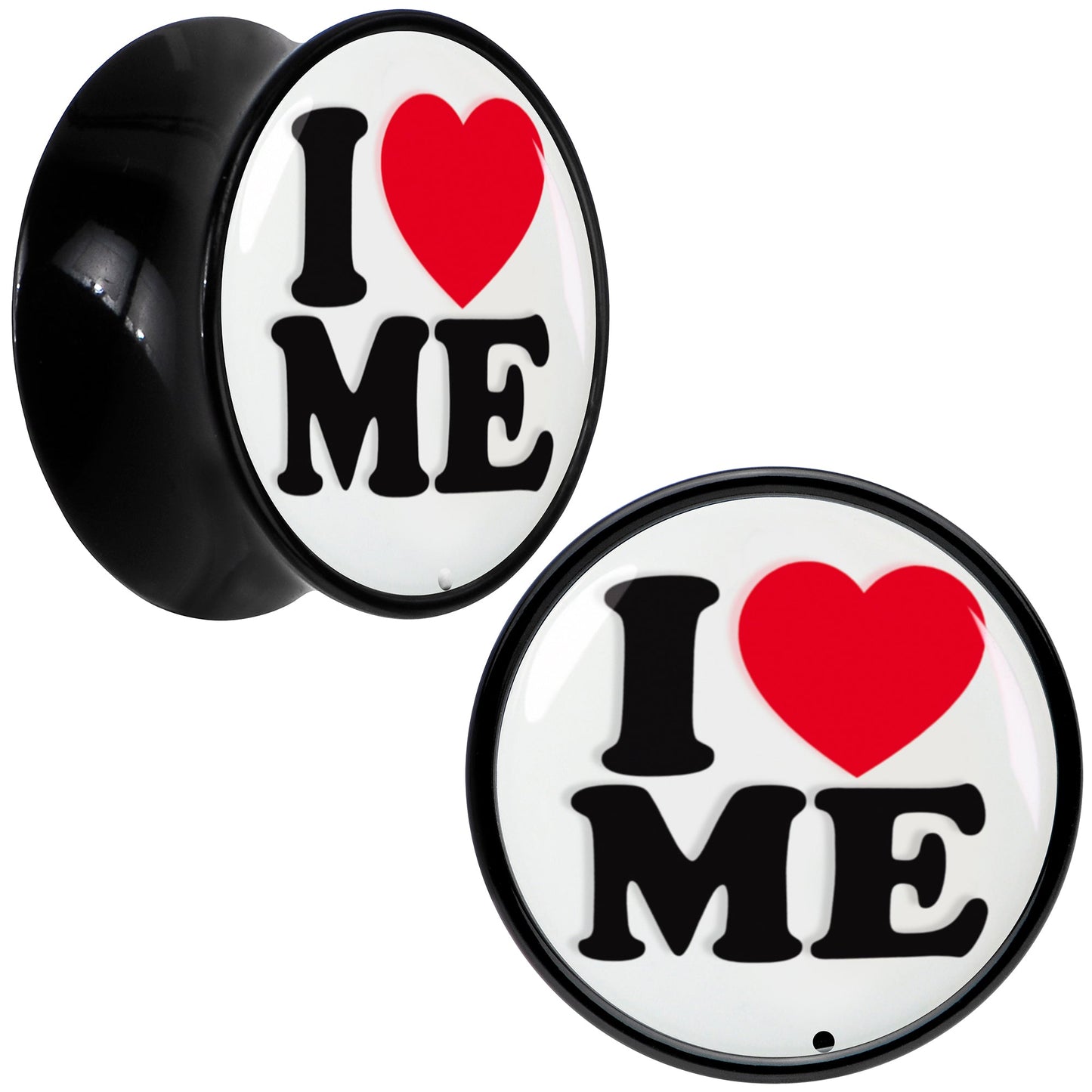 Black Acrylic I Love Me Double Flare Plug Set by Onyx O
