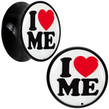 Black Acrylic I Love Me Double Flare Plug Set by Onyx O
