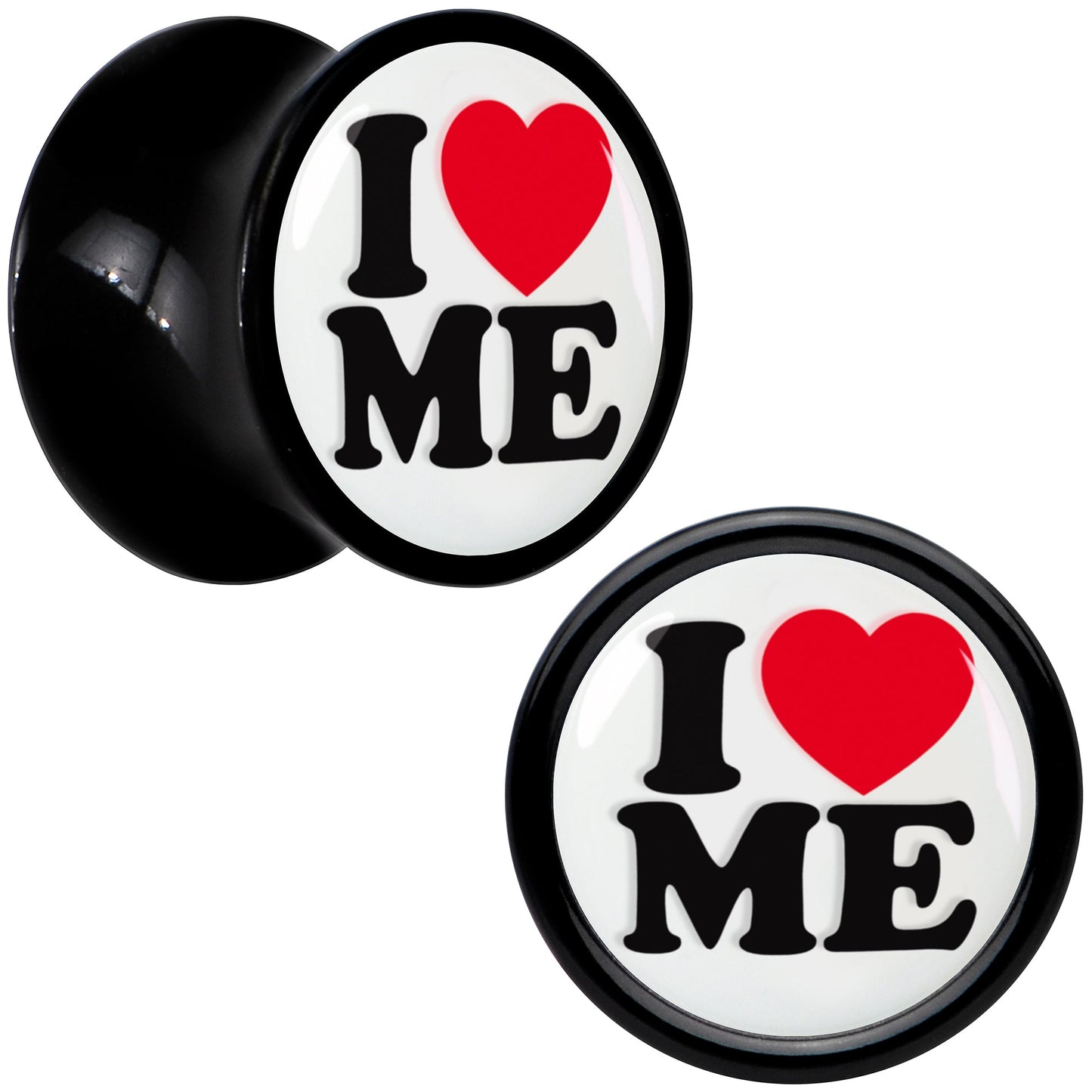 Black Acrylic I Love Me Double Flare Plug Set by Onyx O