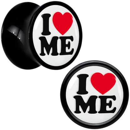 Black Acrylic I Love Me Double Flare Plug Set by Onyx O
