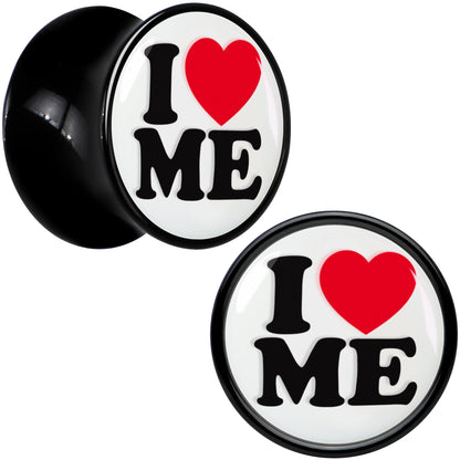 Black Acrylic I Love Me Double Flare Plug Set by Onyx O