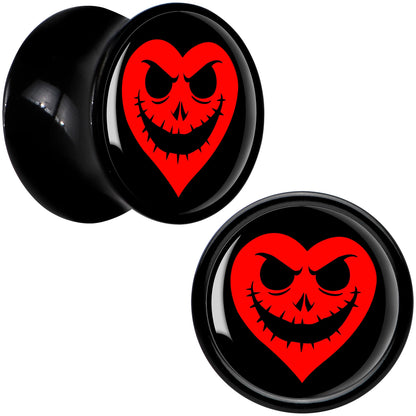 Valentine Jack O Heart Black Acrylic Saddle Plug Set by Onyx O