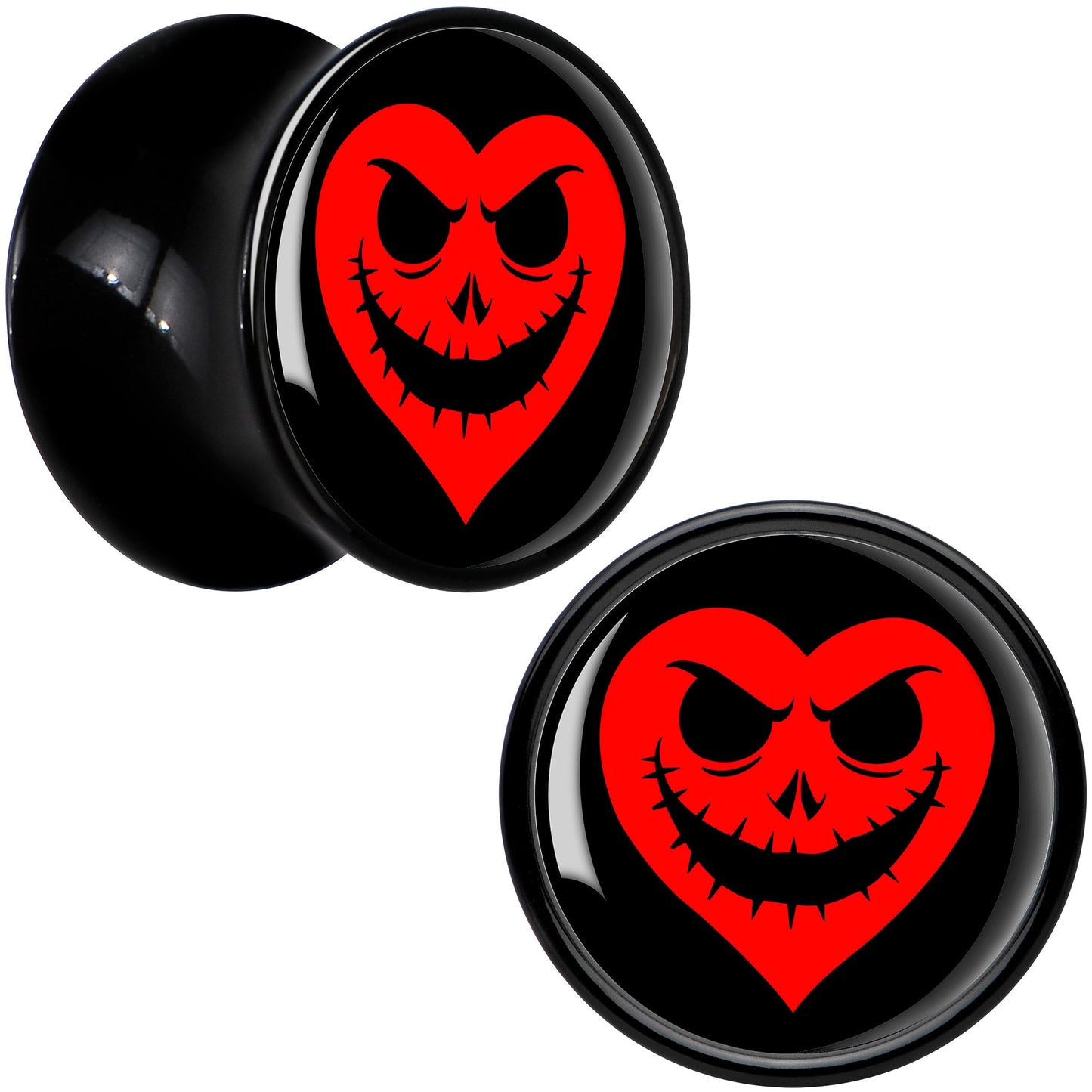 Valentine Jack O Heart Black Acrylic Saddle Plug Set by Onyx O