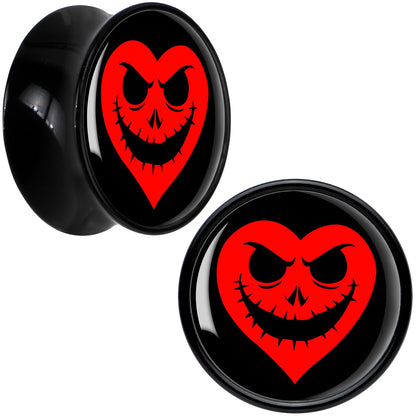 Valentine Jack O Heart Black Acrylic Saddle Plug Set by Onyx O