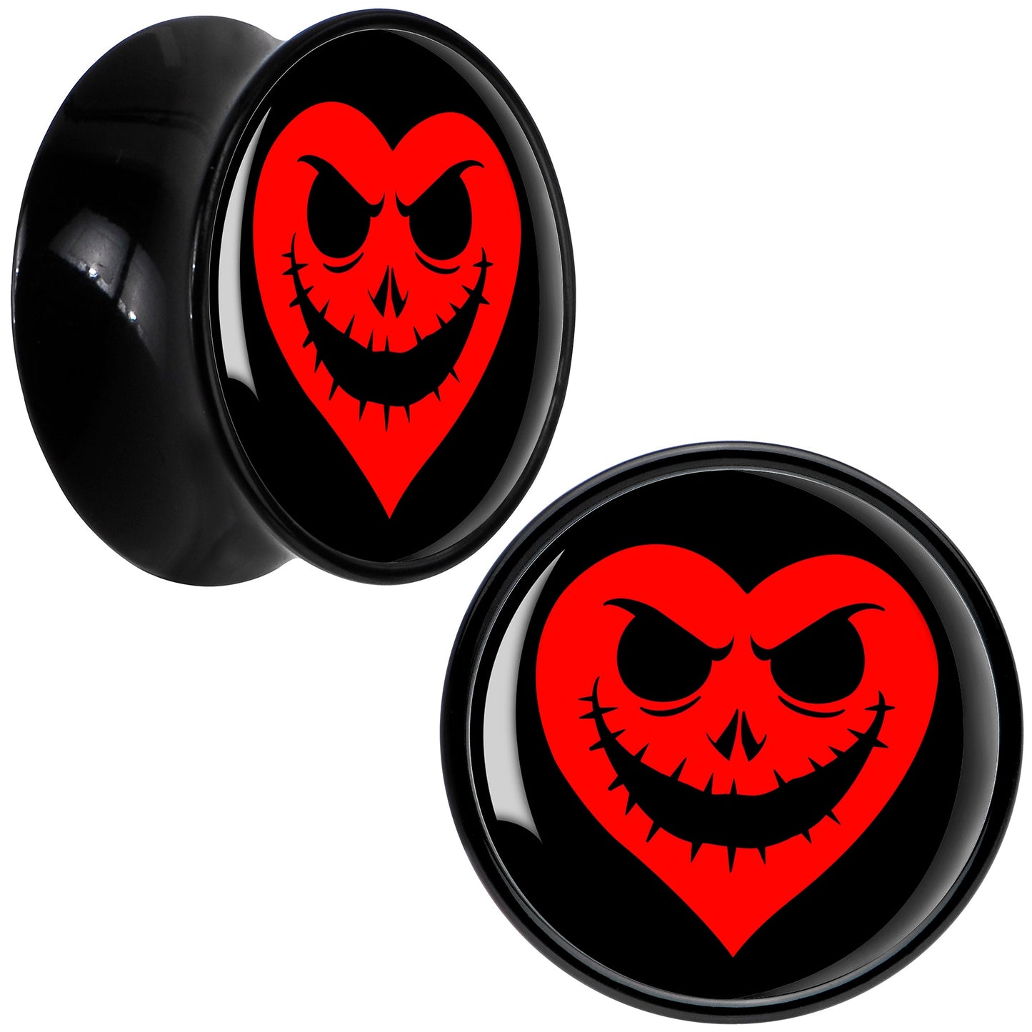 Valentine Jack O Heart Black Acrylic Saddle Plug Set by Onyx O