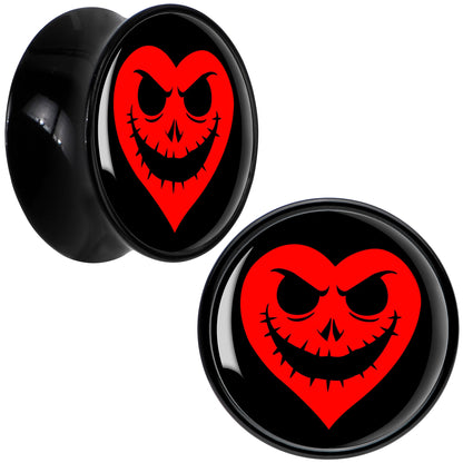 Valentine Jack O Heart Black Acrylic Saddle Plug Set by Onyx O