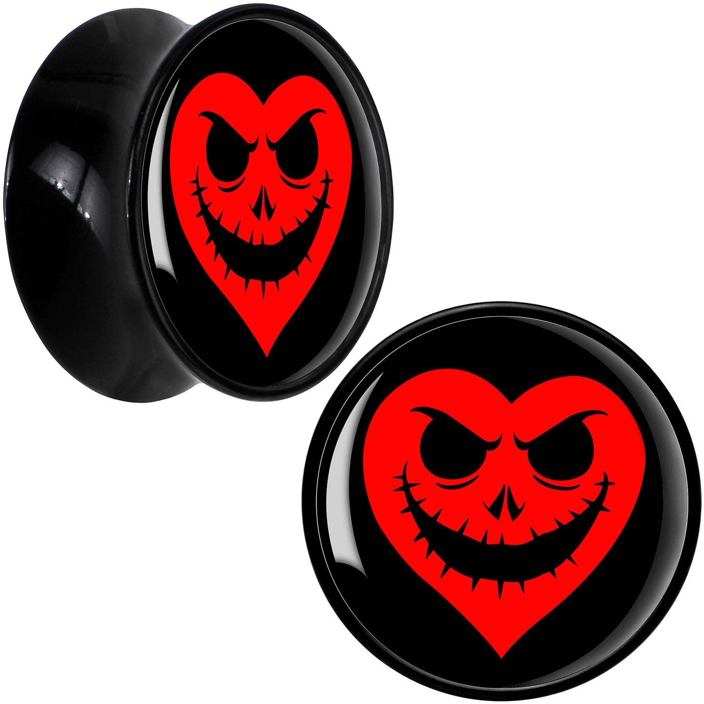 Valentine Jack O Heart Black Acrylic Saddle Plug Set by Onyx O