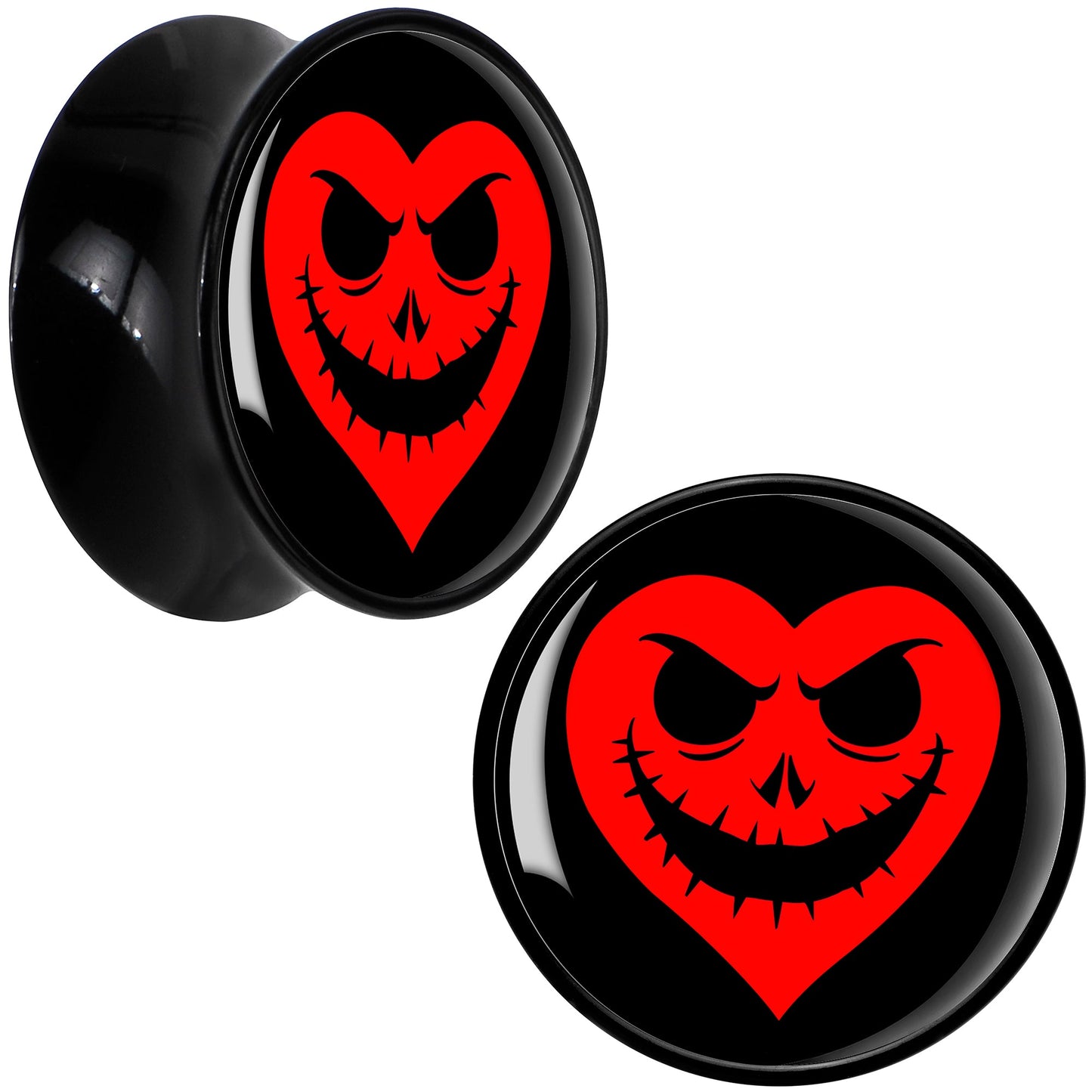 Valentine Jack O Heart Black Acrylic Saddle Plug Set by Onyx O