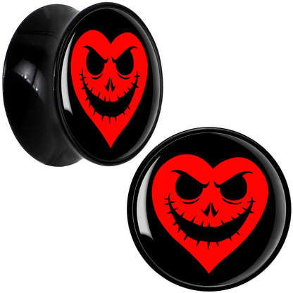 Valentine Jack O Heart Black Acrylic Saddle Plug Set by Onyx O
