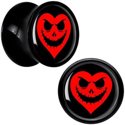 Valentine Jack O Heart Black Acrylic Saddle Plug Set by Onyx O
