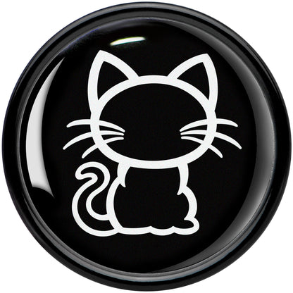 Black and White Kitty Cat Black Acrylic Saddle Plug Set 8mm to 20mm by Onyx O