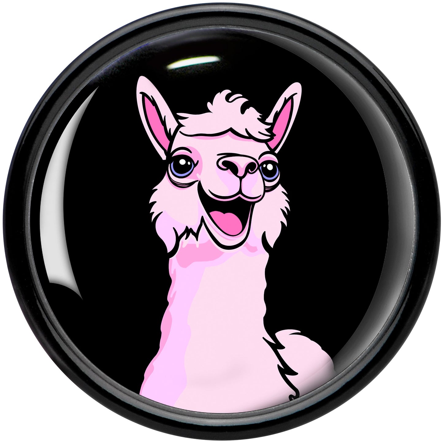 Pink Happy Llama Black Acrylic Saddle Plug Set 8mm to 20mm by Onyx O