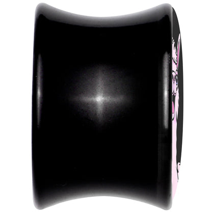 Pink Happy Llama Black Acrylic Saddle Plug Set 8mm to 20mm by Onyx O