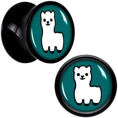 White Llama Black Acrylic Saddle Plug Set 8mm to 20mm by Onyx O