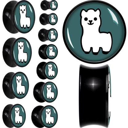 White Llama Black Acrylic Saddle Plug Set 8mm to 20mm by Onyx O