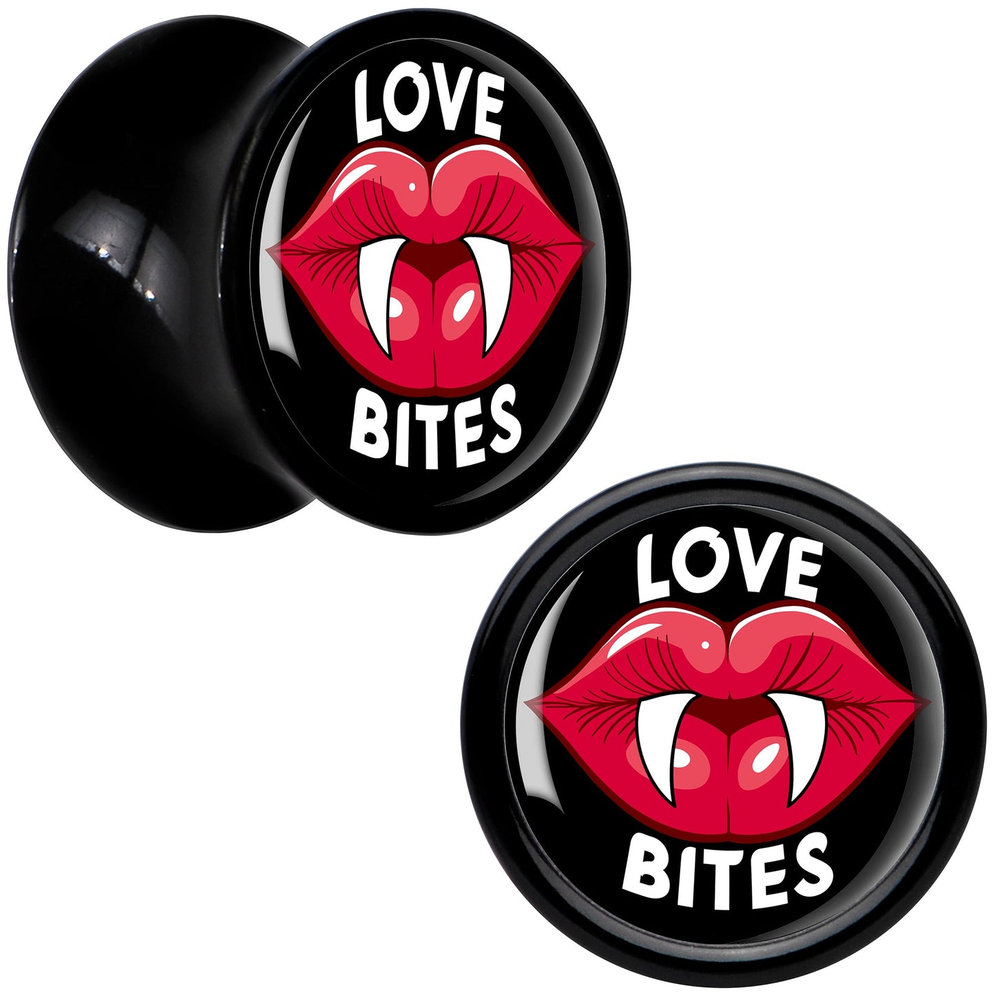 Valentine Love Bites Black Acrylic Saddle Plug Set by Onyx O