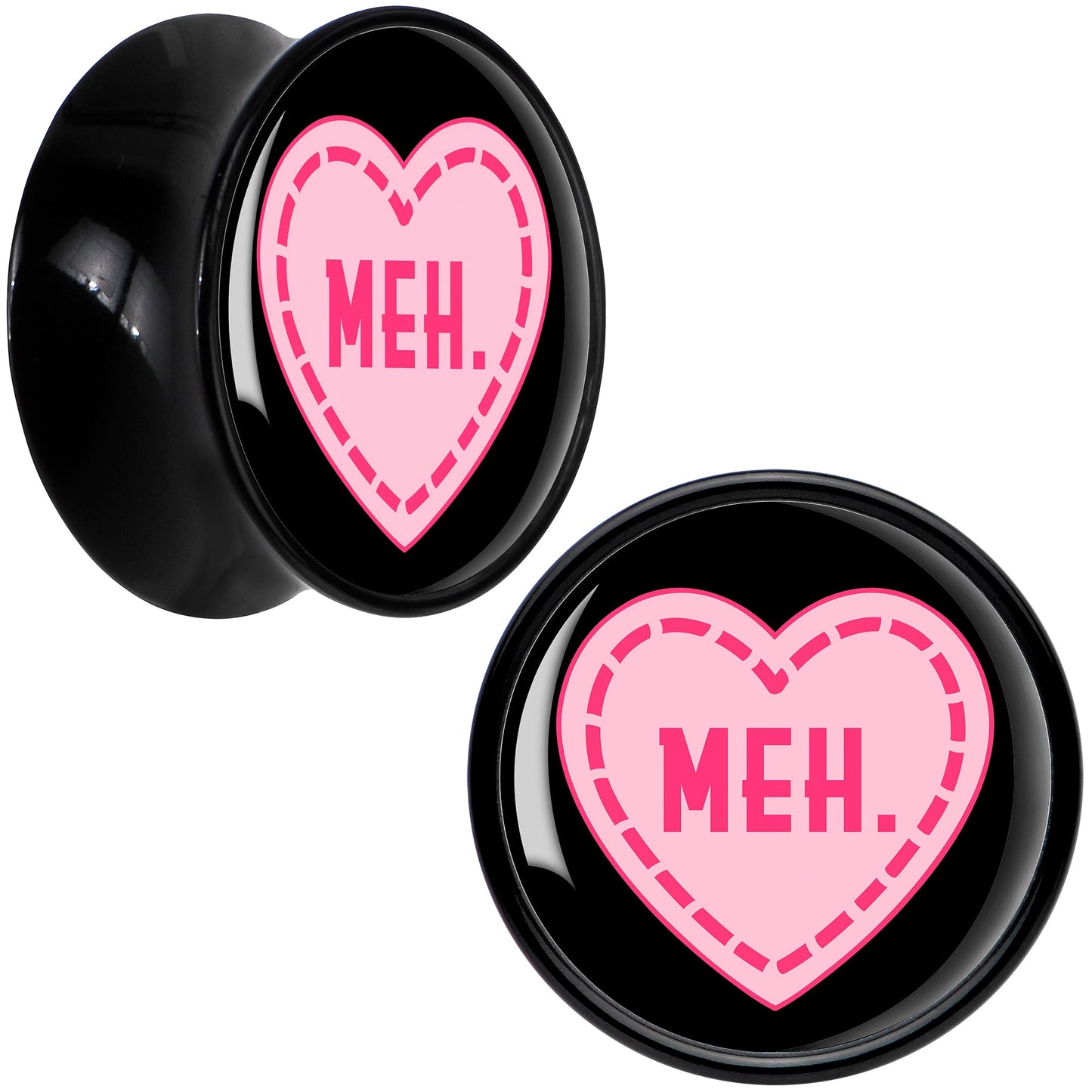 MEH Heart Black Acrylic Saddle Plug Set by Onyx O