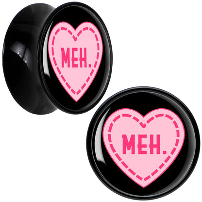 MEH Heart Black Acrylic Saddle Plug Set by Onyx O