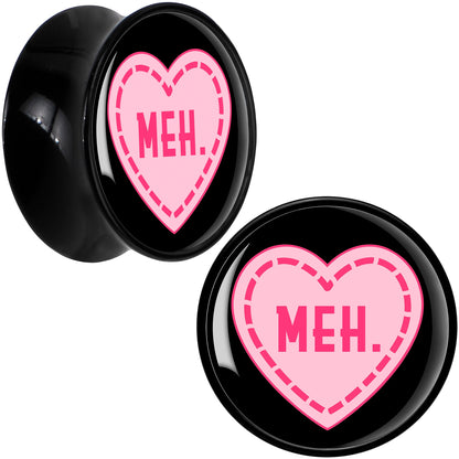 MEH Heart Black Acrylic Saddle Plug Set by Onyx O