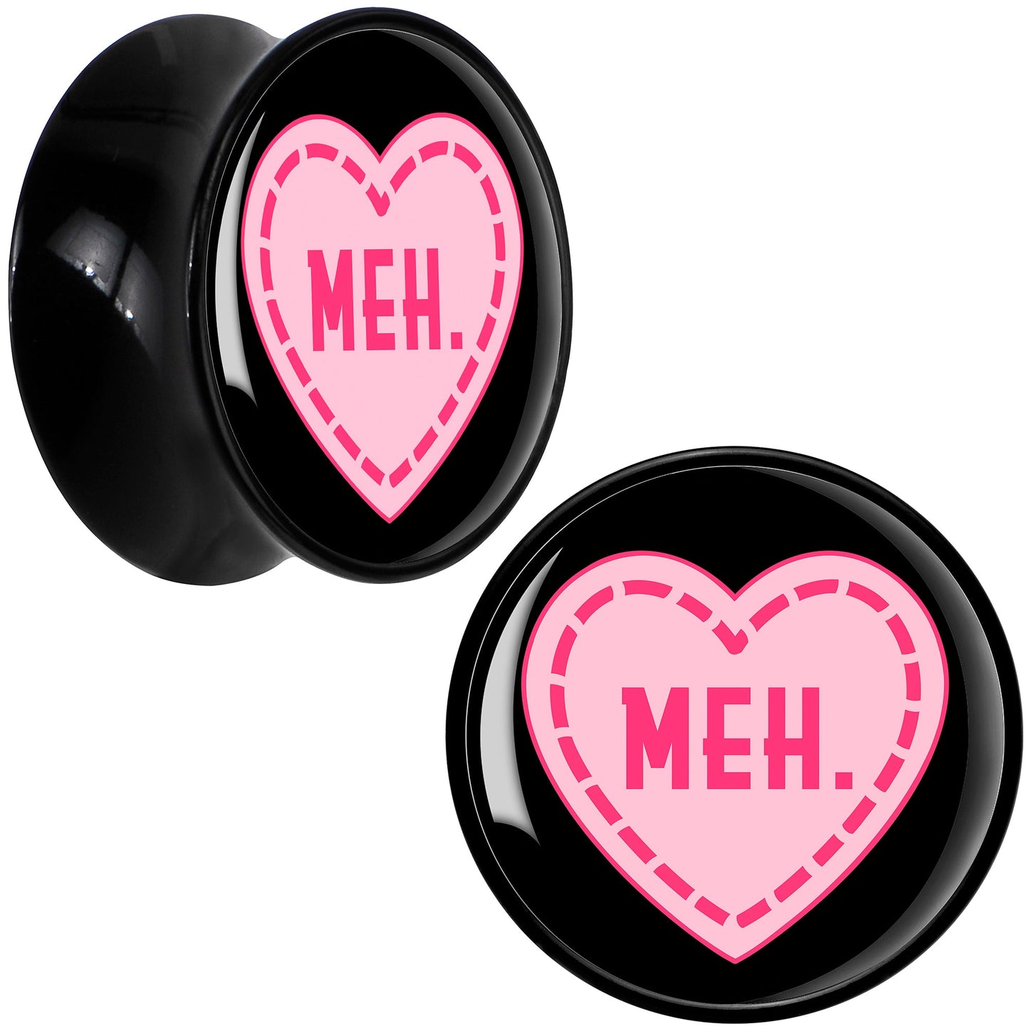 MEH Heart Black Acrylic Saddle Plug Set by Onyx O