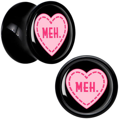 MEH Heart Black Acrylic Saddle Plug Set by Onyx O