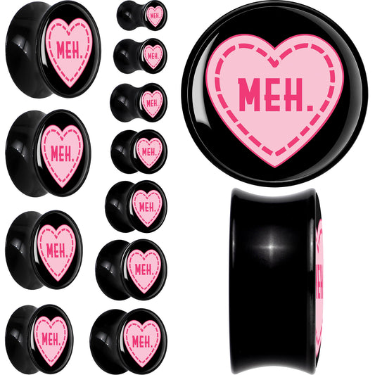 MEH Heart Black Acrylic Saddle Plug Set by Onyx O