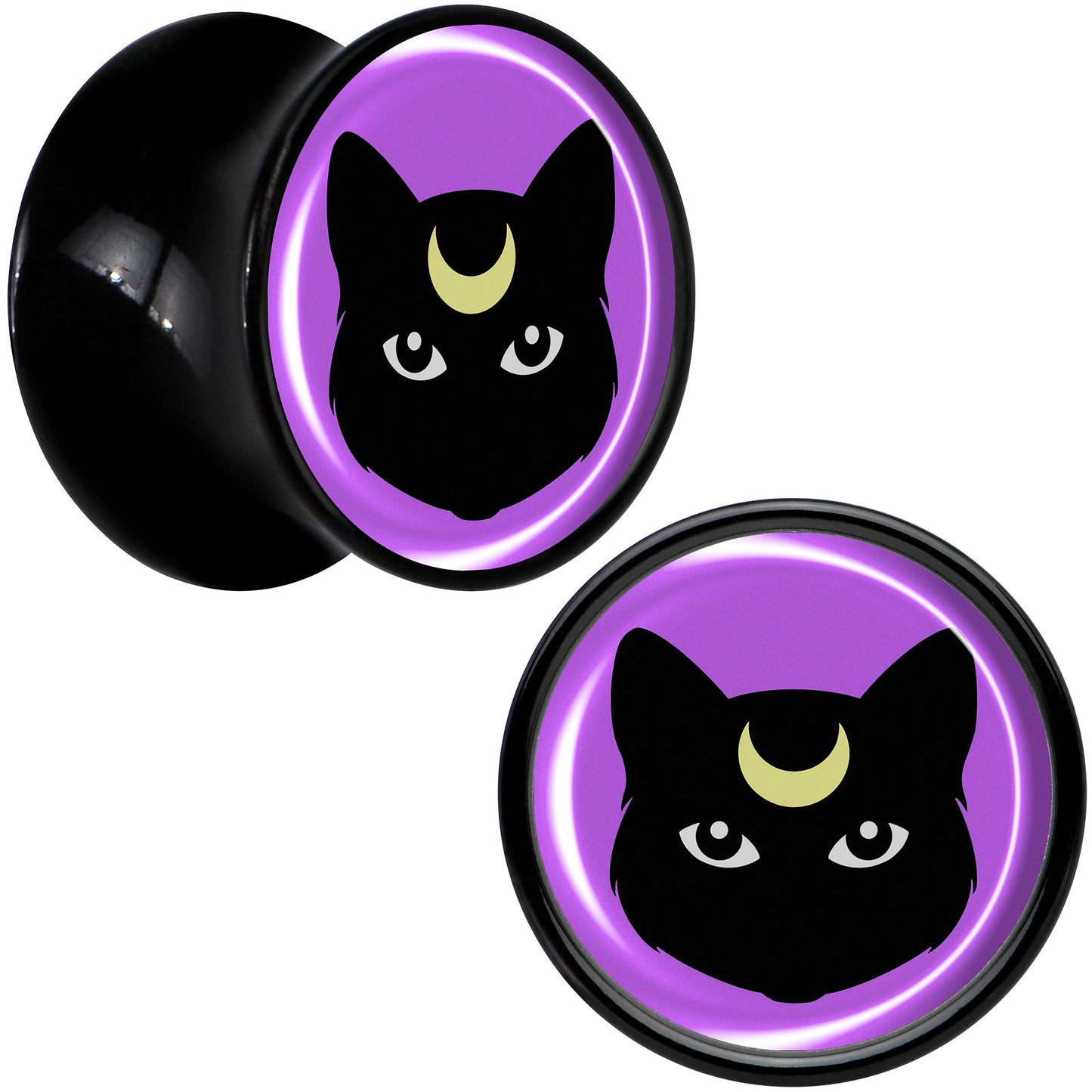 Black Mystic Kitty Cat Black Acrylic Saddle Plug Set by Onyx O