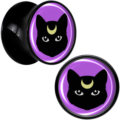 Black Mystic Kitty Cat Black Acrylic Saddle Plug Set by Onyx O