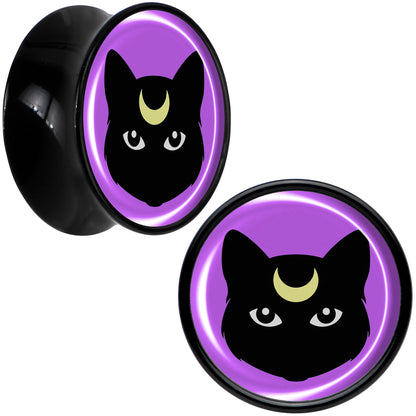Black Mystic Kitty Cat Black Acrylic Saddle Plug Set by Onyx O