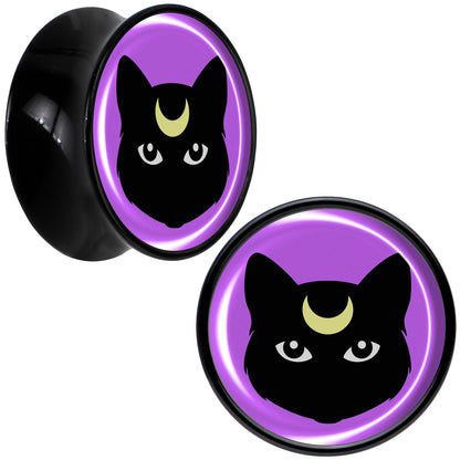 Black Mystic Kitty Cat Black Acrylic Saddle Plug Set by Onyx O