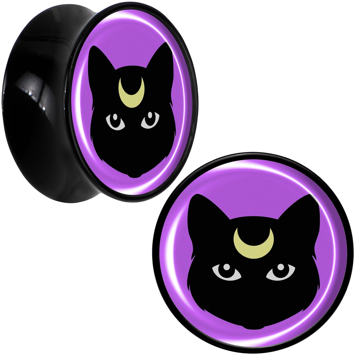Black Mystic Kitty Cat Black Acrylic Saddle Plug Set by Onyx O