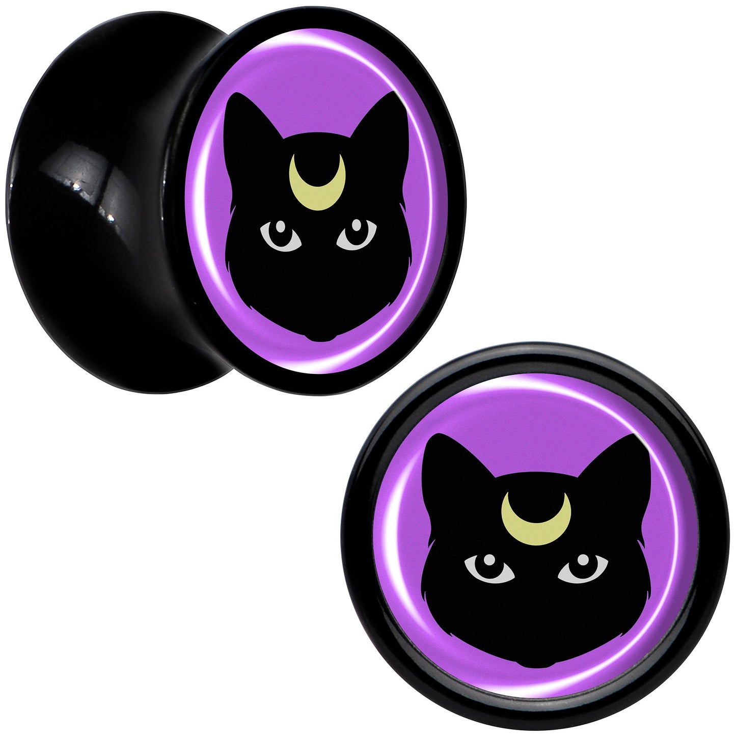 Black Mystic Kitty Cat Black Acrylic Saddle Plug Set by Onyx O