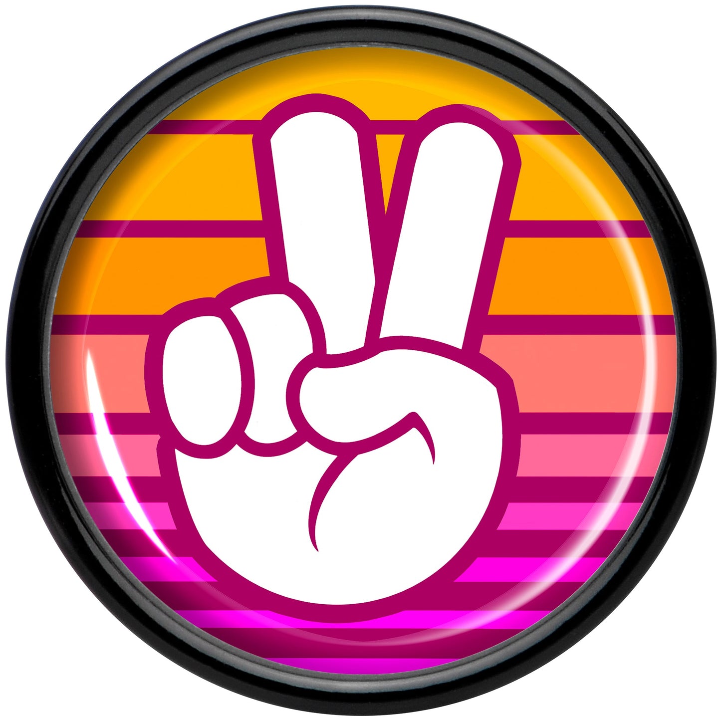 Black Acrylic Retro Peace Fingers Double Flare Plug Set by Onyx O