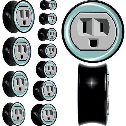 0G Smiling Plug Outlet Black Acrylic Saddle Plug Set by Onyx O