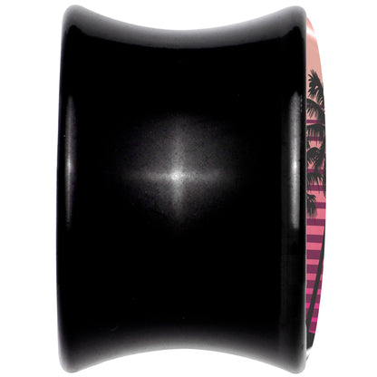 Palm Tree Retro Sunset Black Acrylic Saddle Plug Set by Onyx O