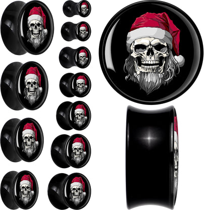 Holiday Skeleton Santa Claus Black Acrylic Saddle Plug Set by Onyx O
