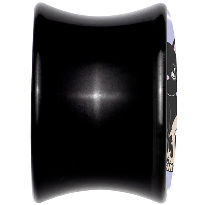 0G Skull Cat Black Acrylic Saddle Plug Set by Onyx O