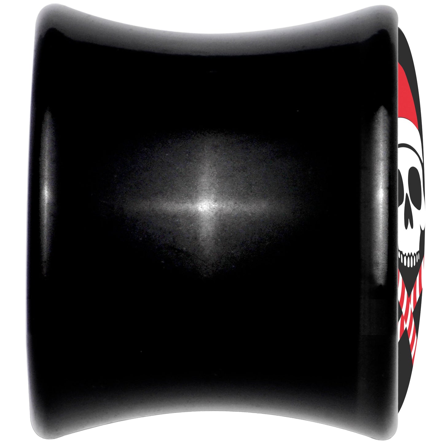 Santa Pirate Candy Cane Skull Black Acrylic Saddle Plug Set by Onyx O