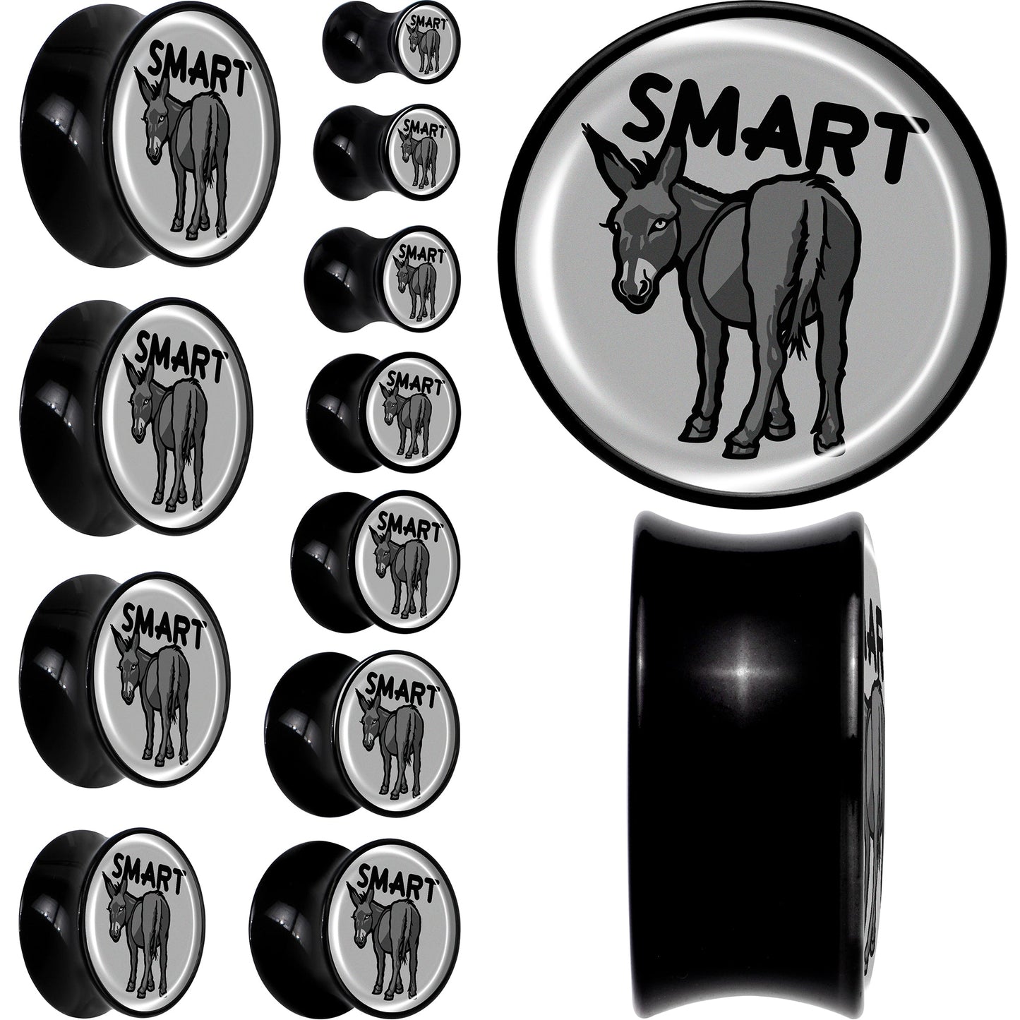 Donkey Smart Ass Black Acrylic Saddle Plug Set by Onyx O