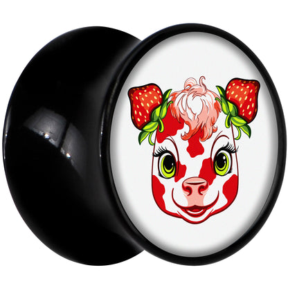 Stawberry Cow Black Acrylic Saddle Plug Set 8mm to 20mm by Onyx O