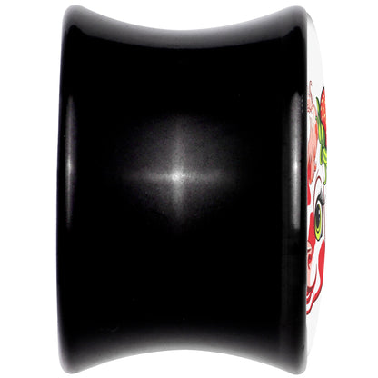 Stawberry Cow Black Acrylic Saddle Plug Set 8mm to 20mm by Onyx O